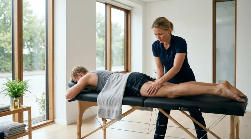 En atlet der modtager professionel massage efter træning for at fremme restitutionen